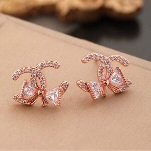 Elegant Rose Gold Bow Earrings
